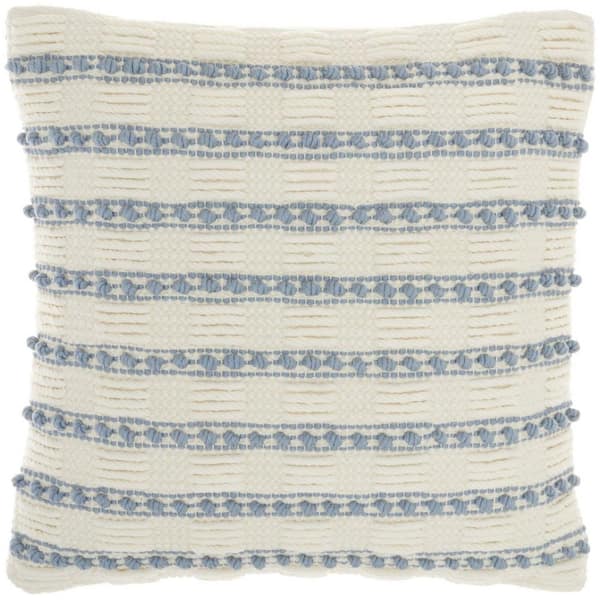 HomeRoots Jordan Ocean Striped Cotton 18 in. X 18 in. Throw Pillow