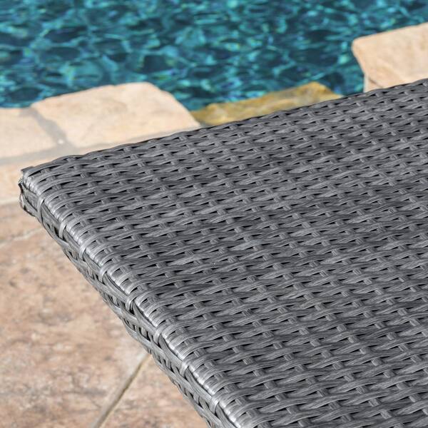 Noble House Gloria Gray Rectangular Faux Rattan Outdoor Patio Dining Table 7407