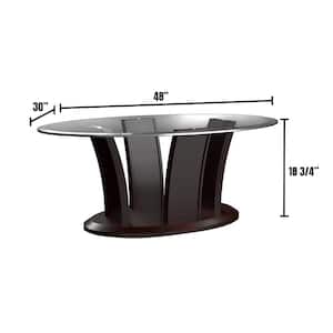 Manhattan IV 48 in. Dark Cherry Large Oval Glass Coffee Table