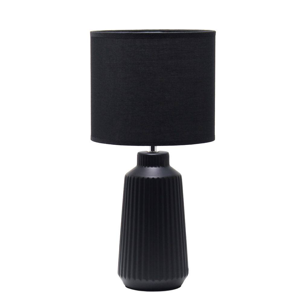 15.94 Grooved Ceramic Table Lamp, Black Base with Fabric Shade for Bedroom or Office price history on PriceWatchPro