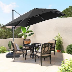 10 ft. x 10 ft. 360-Degree Rotating Cantilever Patio Umbrella with Cross Base in Black