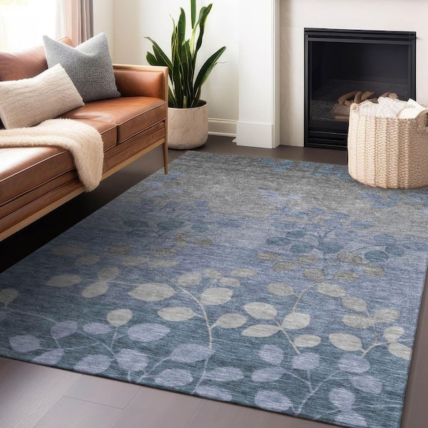 Chantille Machine Washable Indoor/Outdoor Abstract ACN1900 Denim 3 ft. x 4 ft. Area Rug