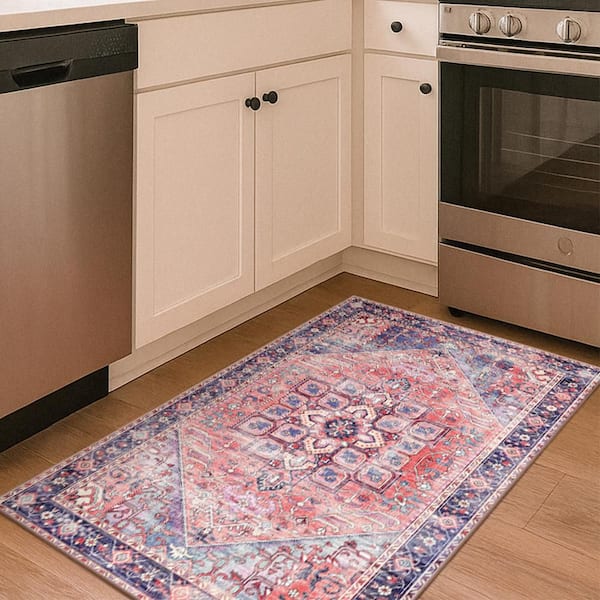 Seraphina Multicolor 3 ft. x 5 ft. Vintage Medallion Machine Washable Non-Slip Area Rug