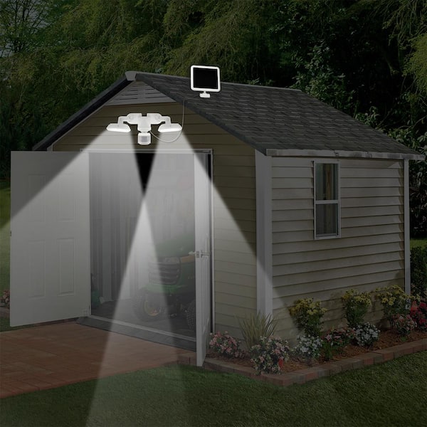 Sunforce 100 Led Twin Head Solar Motion, Solar Light For Shed Home Depot