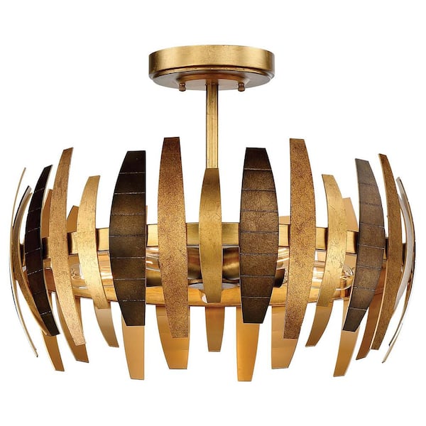 Metropolitan Manitou 19 in. 5-Light Ardor Gold Semi Flush Mount