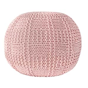 Berlin Casual Knitted Filled Ottoman Blush Round Pouf