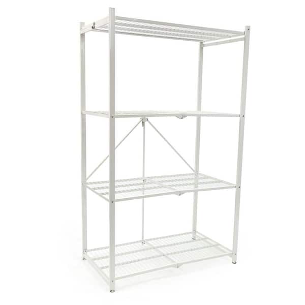 BENOSS Foldable Metal Heavy Duty Storage Shelves with Wheels, No Assembly  Folding Shelving Unit, Movable Storage Rack Great for Garage Kitchen Pantry