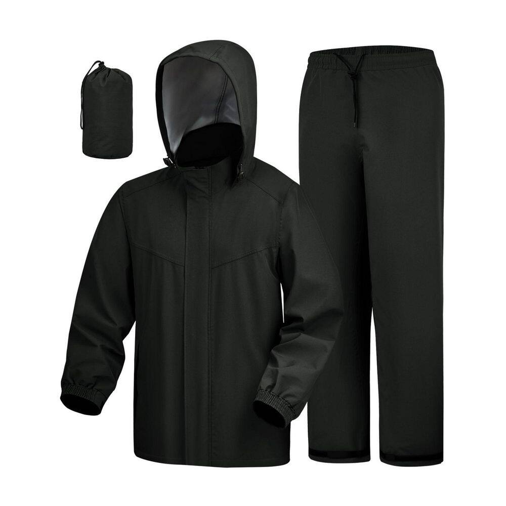 XL Waterproof Rain Suit, Breathable Lightweight Packable Rain Jacket and Pants, Black (1-Pack), for Hiking Fishing price history on PriceWatchPro