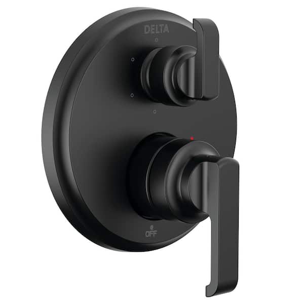 Delta Tetra 2-Handle Wall-Mount Valve Trim Kit 6-Setting Int. Div. in Matte Black (Valve Not Included)
