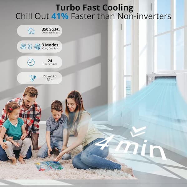 Air Conditioner 10000 BTU Turbo Fast Cooling AC Unit Remote/App