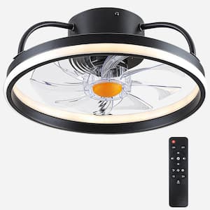 15 in. LED Indoor Black Ceiling Fan with Remote Control and Adjustable 3-speed Wind Speed