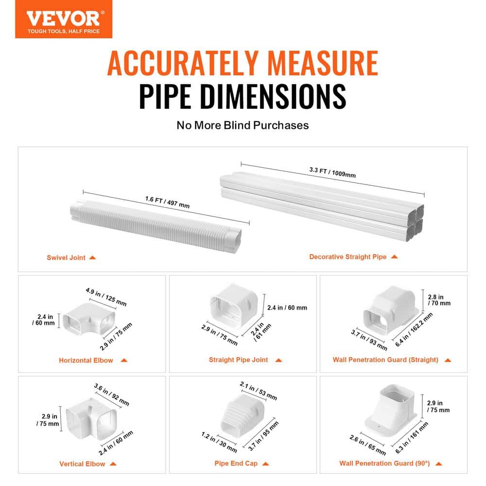 White PVC Decorative Air Conditioner Line Set Cover Kit