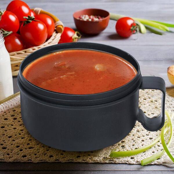 2 Pack Microwave Soup Bowls with Handles 28.7 oz. Black Wheat
