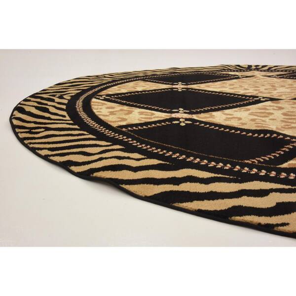 Unique Loom Wildlife Ocelote Light Brown 8' 0 x 8' 0 Round Rug