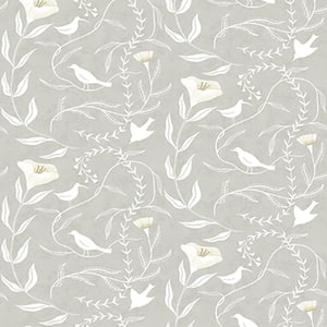 Birdsong Flax Vinyl Peel and Stick Wallpaper Roll (Cover 30.75 sq. ft.)}