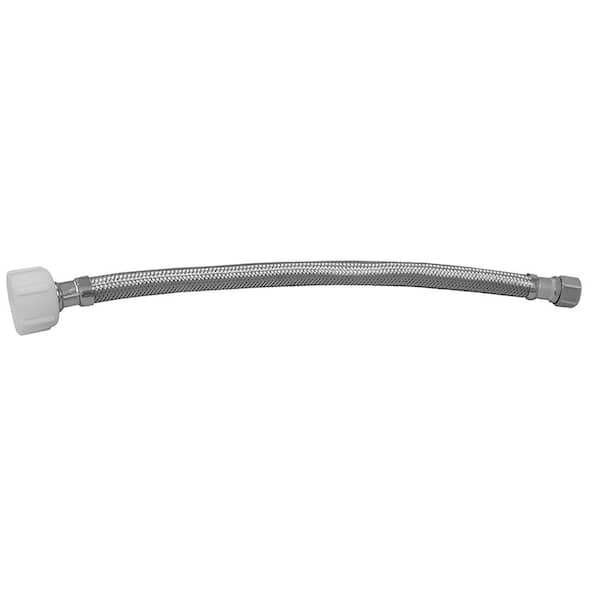 JONES STEPHENS 1/2 in. FIP x 7/8 in. Ballcock x 12 in. Length Flexible Braided Stainless Steel Toilet Connector