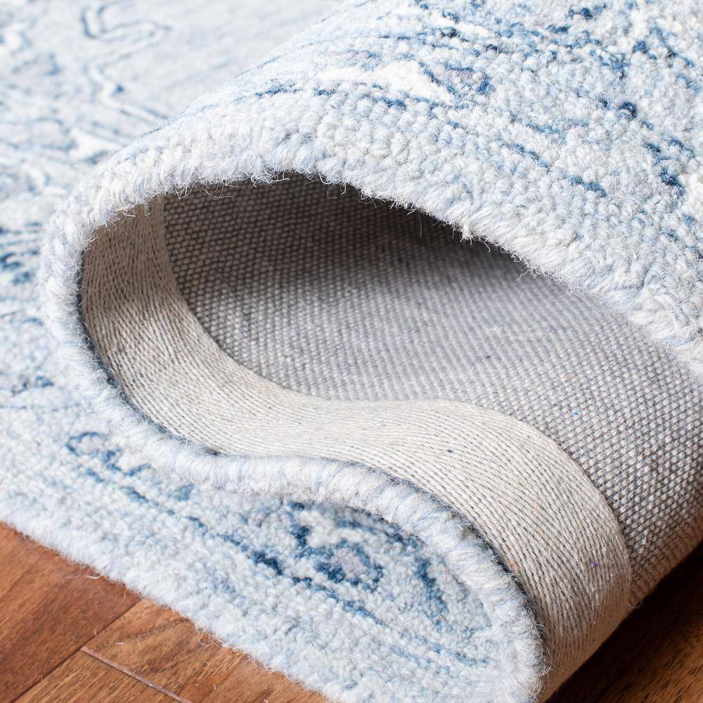 Handmade Light Blue/Ivory Tufted Wool 5' x 8' Area Rug