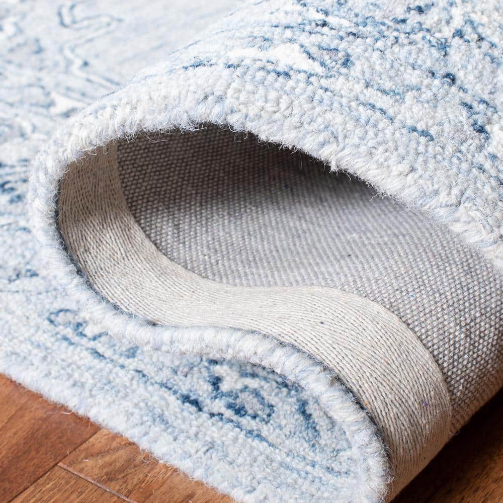 Hand-Tufted Elegance Light Blue & Ivory Wool Area Rug, 8' x 10'