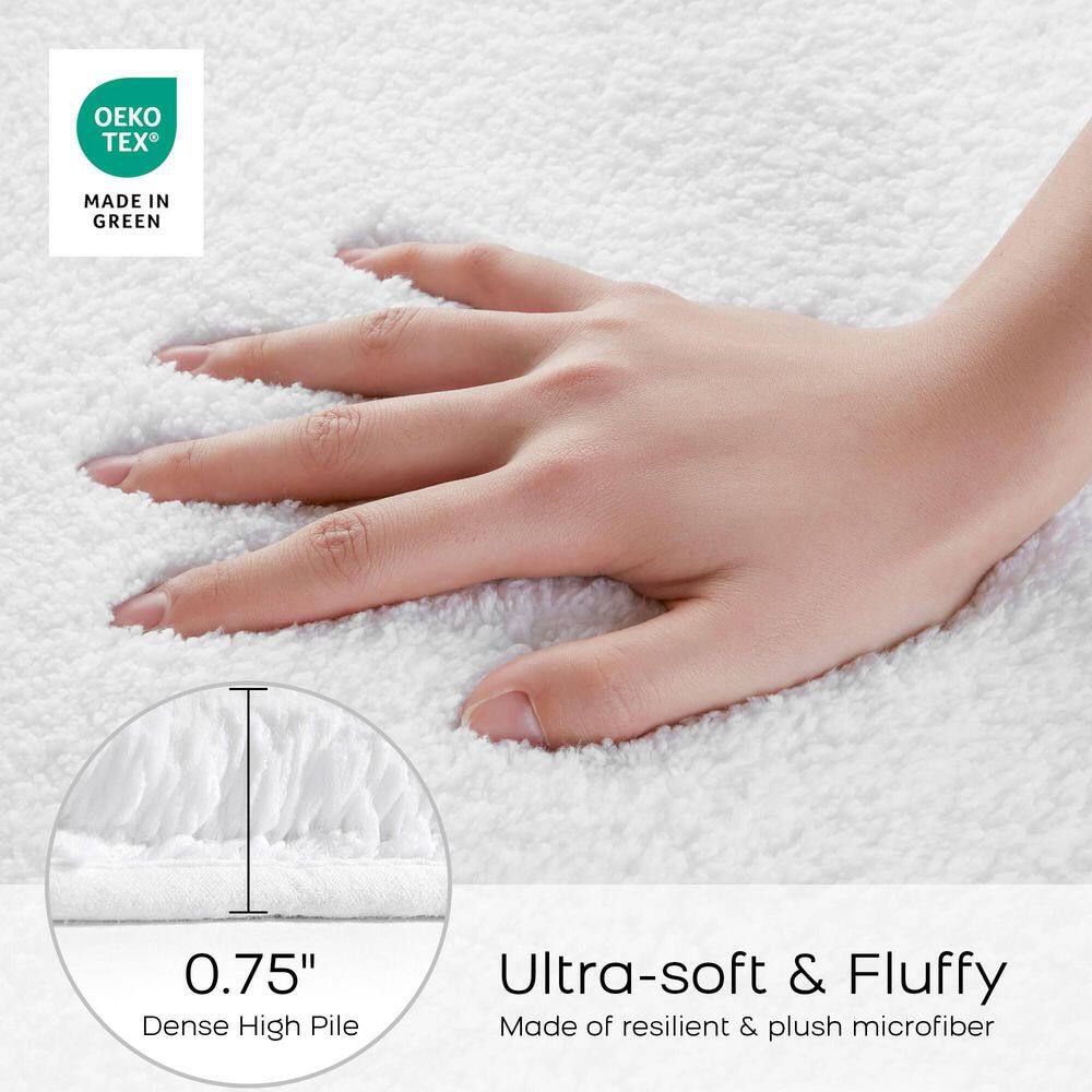 Marshmallow Quick-Dry Microfiber Contour Bath Rug - White