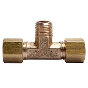 1/4 in. O.D. x 1/4 in. O.D. x 1/8 in. MIP Brass Compression Branch Tee Fitting (5-Pack)