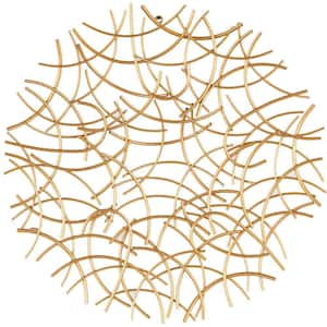 33 in. x 33 in. Gold Overlapping Curved Sticks Abstract Wall Metal Work