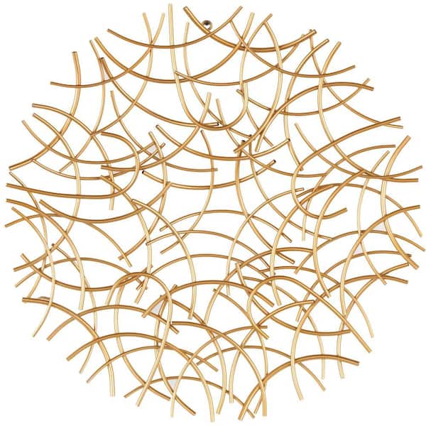 Litton Lane 33 in. x 33 in. Gold Overlapping Curved Sticks Abstract Wall Metal Work