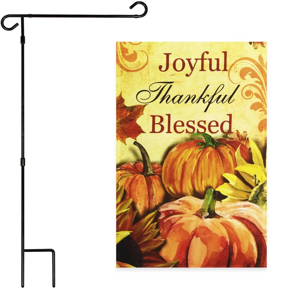 1 ft. x 1.5 ft. Polyester Joyful Thankful Blessed 3-Pumpkins with 3 ft. Black Iron Flagpole price history on PriceWatchPro