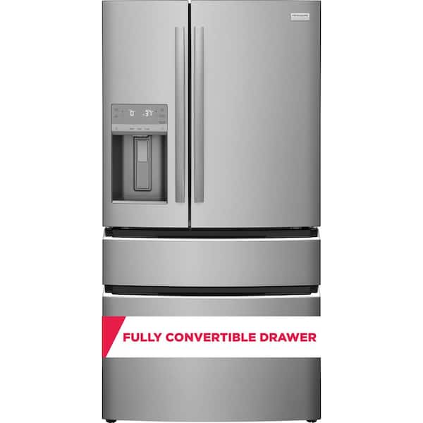 Gallery 36 in. 26.3 cu. ft. 4-Door French Door Standard Depth Refrigerator in Smudge-Proof Stainless Steel