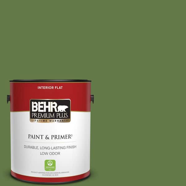 BEHR PREMIUM PLUS 1 gal. #M370-7 Mown Grass Flat Low Odor Interior Paint & Primer