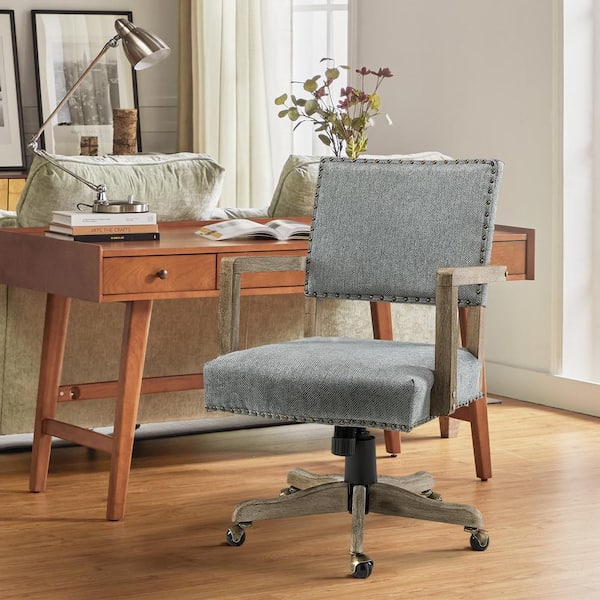 Home Decorators Collection Cosgrove Biscuit Beige Upholstered Office Chair with Arms and Adjustable Wood Base