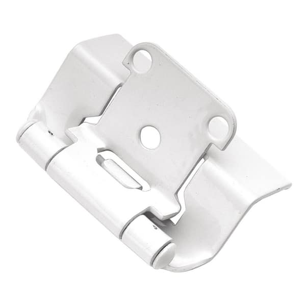 Self-Closing Semi-Concealed 1/2 in. Overlay Face Frame Full Wrap White Powder Coat Cabinet Hinge (5-Pairs)
