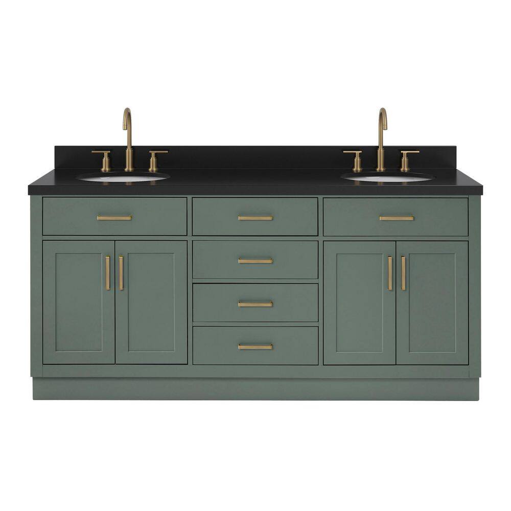 Hepburn 72 in. Double Sink Freestanding Bath Vanity in Vintage Sage Green with Carbon Black Quartz Top price history on PriceWatchPro