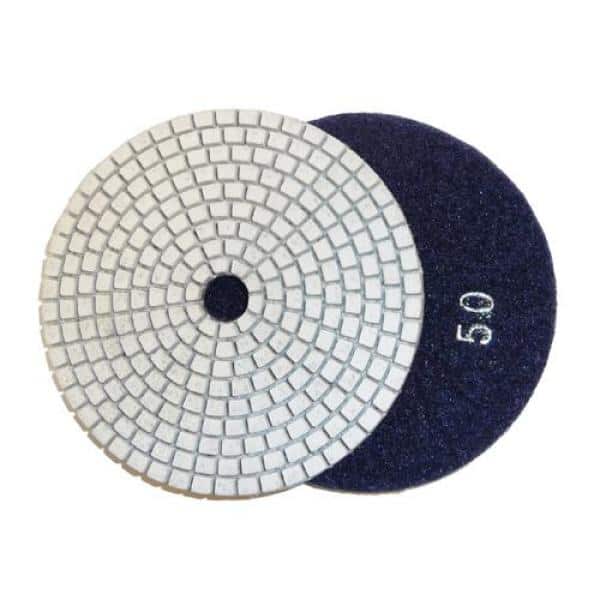 4 in. JHX Wet Diamond Polishing Pads for Granite/Concrete (Set of 7) with 4  in. Semi-Rigid Back Holder
