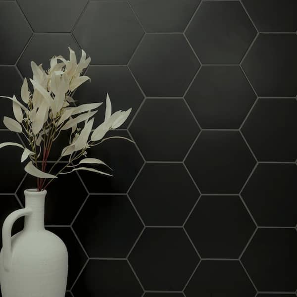 MSI Take Home Tile Sample - Glassel Nero Hexagon 4 in. x 4 in