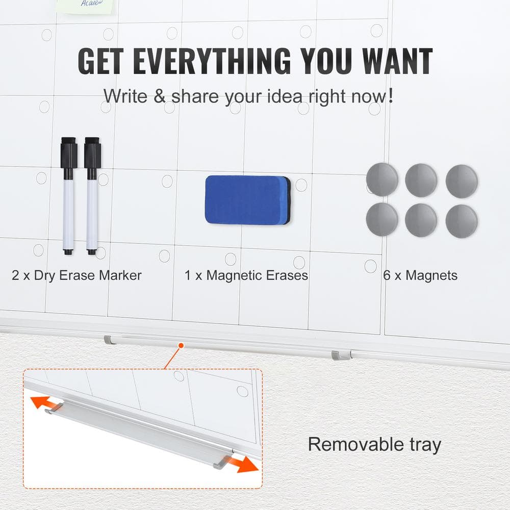 VEVOR 36" x 24" Magnetic Dry Erase Calendar Whiteboard