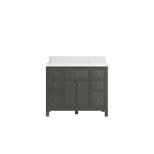Sonoma 42 in. W x 22 in. D x 36 in. H Bath Vanity in Pewter Green with 2" Calacatta Quartz Top