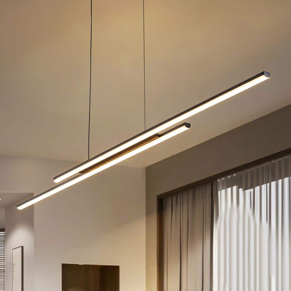 Sam 2-Light Matte Black Dimmable LED Linear Kitchen Island Pendant Light price history on PriceWatchPro