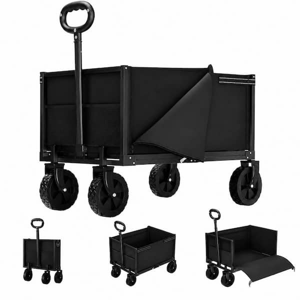 4.24 cu. ft. Alloy Steel Collapsible GardenCart All Terrain Wheels 360 lbs. Load Foldable Outdoor Camping Utility Fabric
