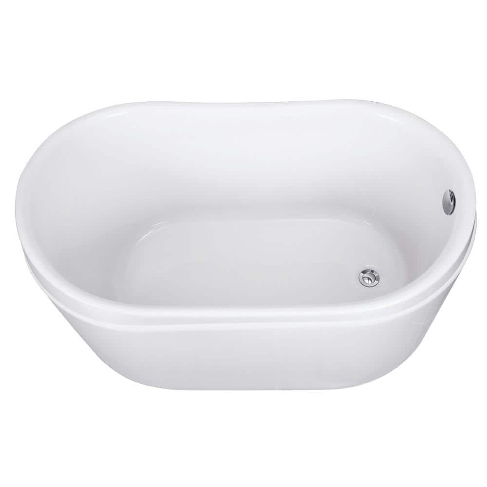 52 in. Acrylic Reversible Drain Oval Flatbottom Freestanding Bathtub in Whi