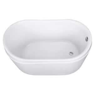 52 in. Acrylic Reversible Drain Oval Flatbottom Freestanding Bathtub in White