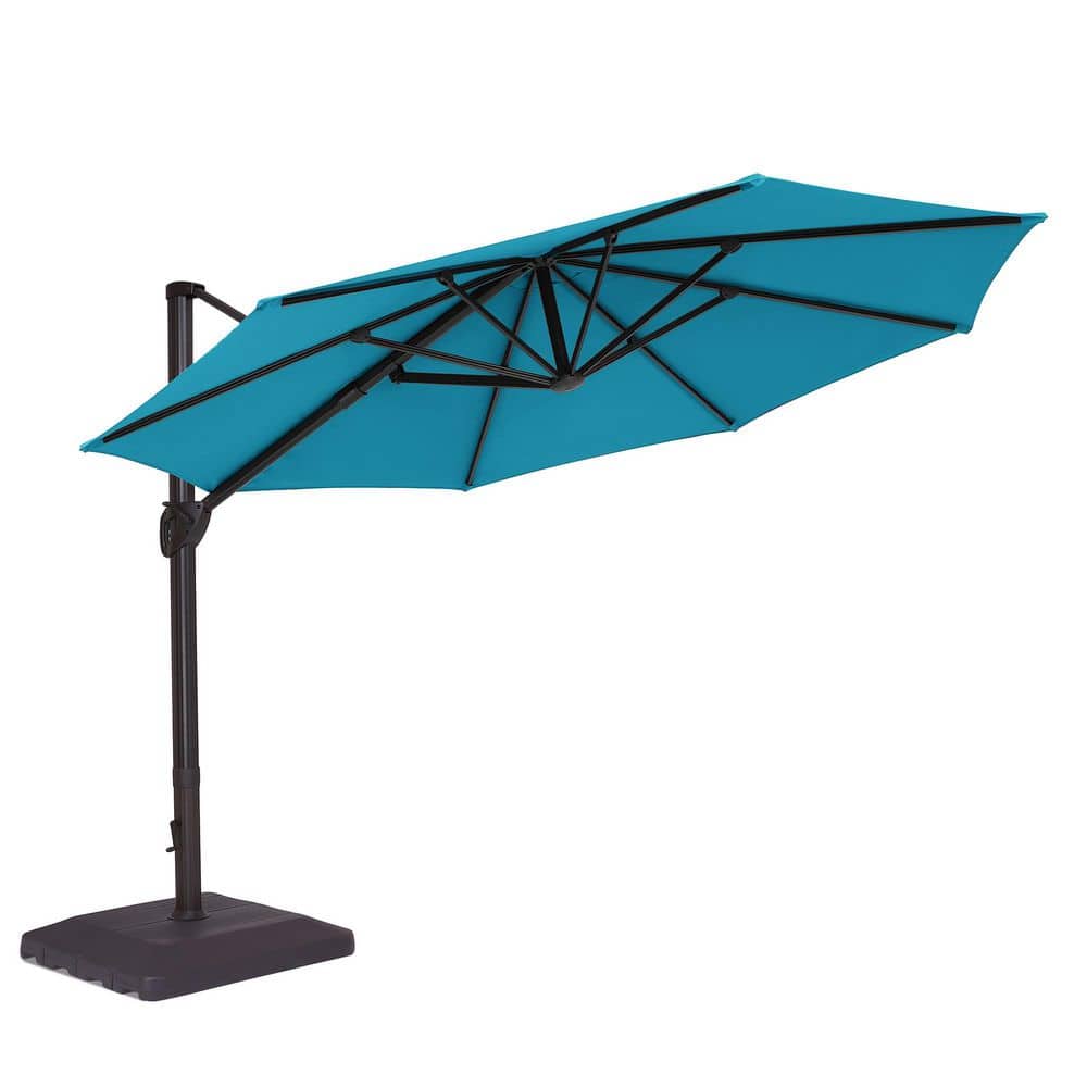 11 ft. Octagon Aluminum Cantilever Patio Umbrella, Foot-controlled 360° rotation with a Base in Lake Blue price history on PriceWatchPro
