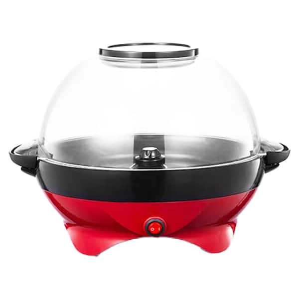 6.3 Quart Electric Hot Oil Popcorn Popper Machine with Stirring Rod and Removable Nonstick Plate