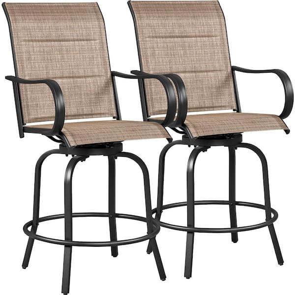 Yaheetech Texteline Swivel Metal Outdoor Bar Stool of 2 Chairs Included