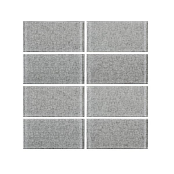 Jeffrey Court Canvas Glass Gray 3 in. x 6 in. Subway Glossy Glass Wall Tile (8 sq. ft./Case)