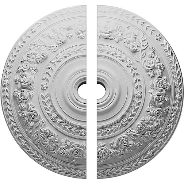 Ekena Millwork 33-7/8 in. x 2 in. x 2-3/8 in. Rose Urethane Ceiling Medallion, 2-Piece (Fits Canopies up to 13-1/2 in.)