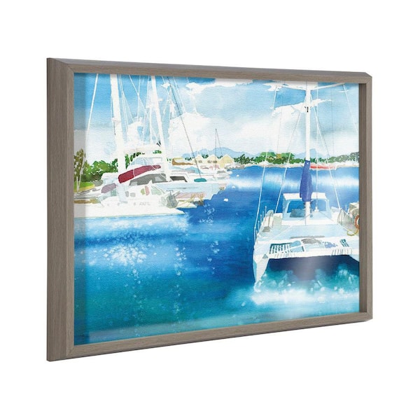 Kate and Laurel Blake "Summer is for Sailing" by Janet Meinke-Lau Framed Glass Art Print 24 in. x 18 in.