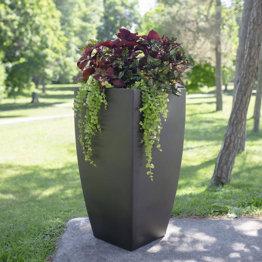 Kobi 38" Tall Black Polyethylene Outdoor Planter
