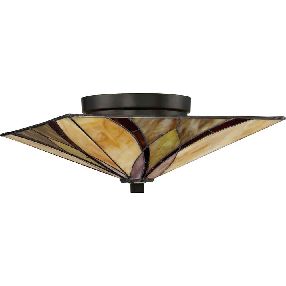 Valiant Bronze Tiffany Glass Flush Mount Ceiling Light