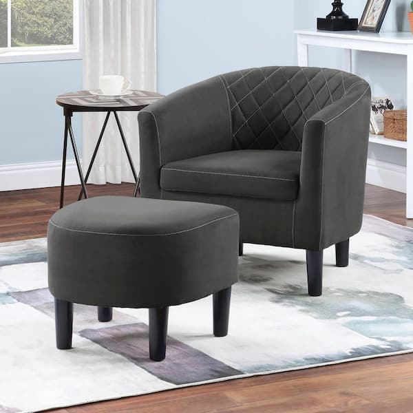 Convenience Concepts Take a Seat Roosevelt Dark Gray Microfiber Accent Chair with Ottoman