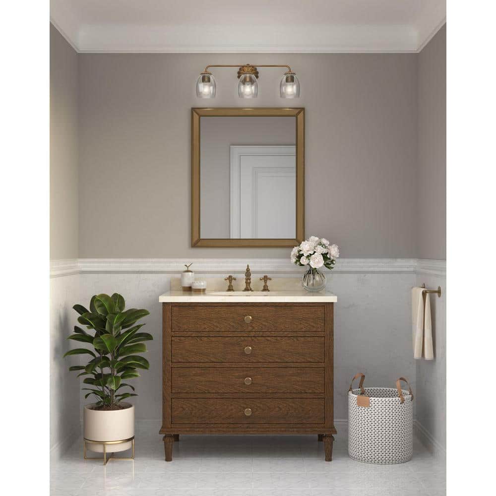 Quillan Gold Ombre 3-Light Vanity with Elliptical Glass Shades